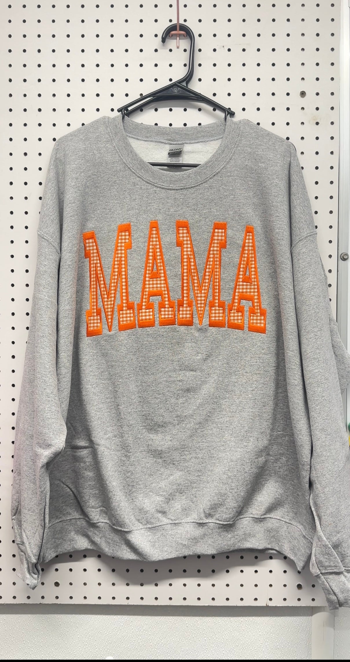Mama Gingham Embroidered Sweatshirt