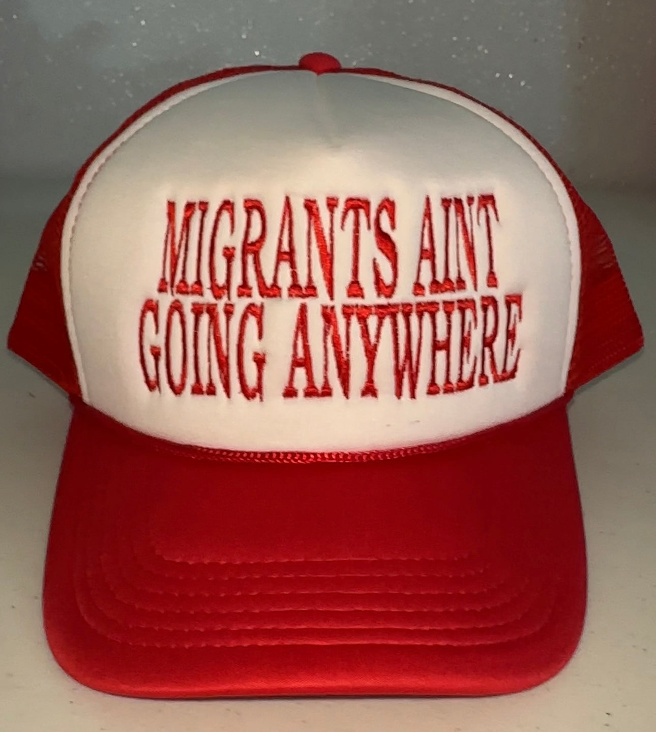 MIGRANTS AINT GOING ANYWHERE Trucker Hat